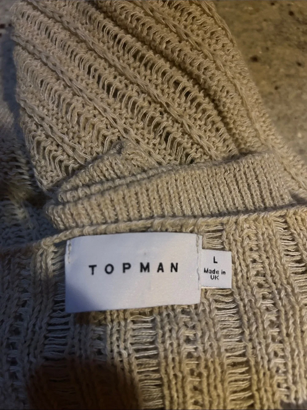 Topman Cream Open-Weave Scoop Neck Sweater